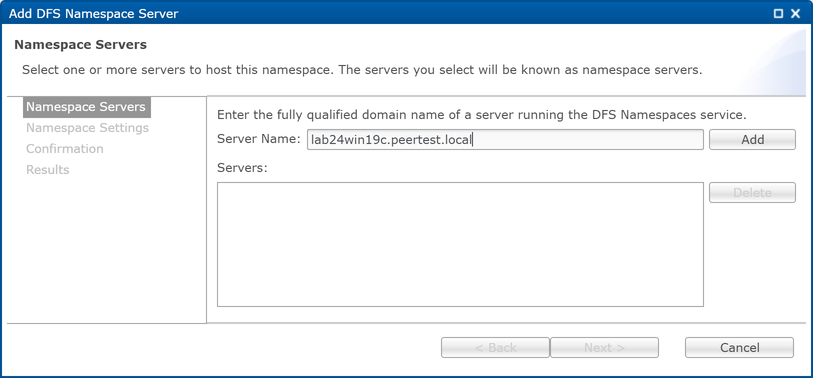 DFS-Adding Namespace Server-5