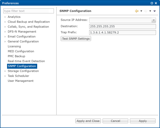 SMNP Configuration-Preferences
