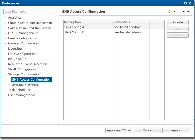 SMB Access Configuration-Preferences