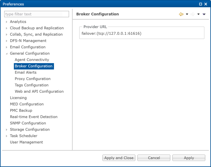 General-Preferences-Broker Configuration