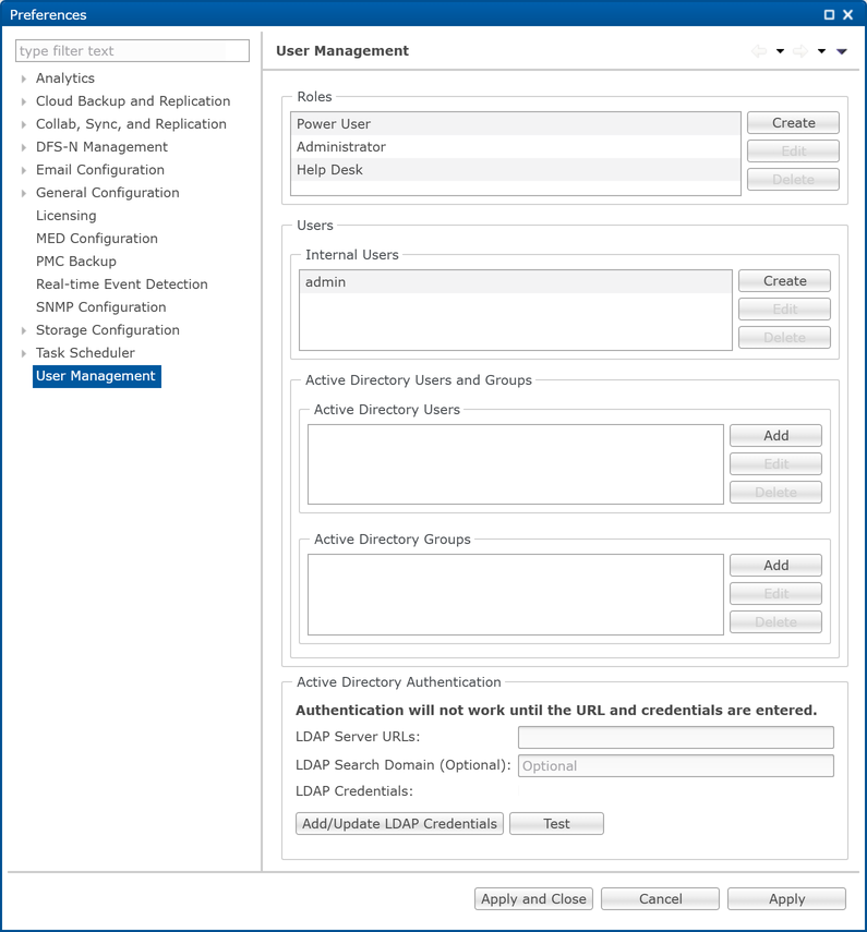 User Management-Preferences-Accessing User Management