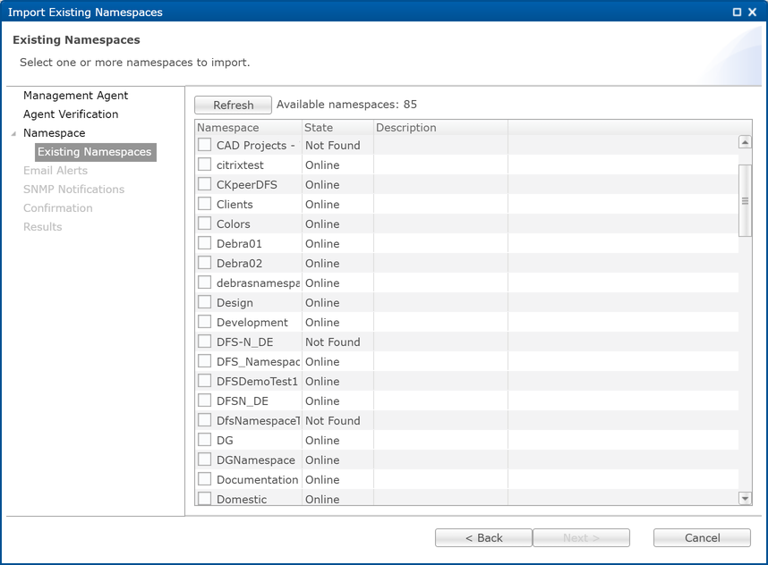 DFS-Import Existing Namespace-6