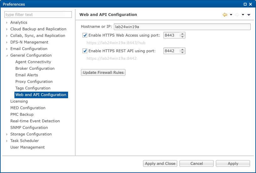 General-Preferences-Web and API Configuration