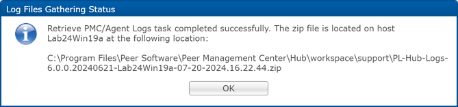 Basic-Concepts-Logging and Alerts-Retrieve PMC-Agent Logs-Log Gathering Completed