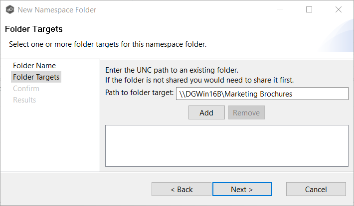 DFS-Adding Namespace Folder-6