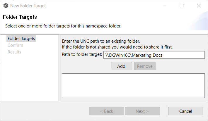DFS-Adding Namespace Folder-Target-4