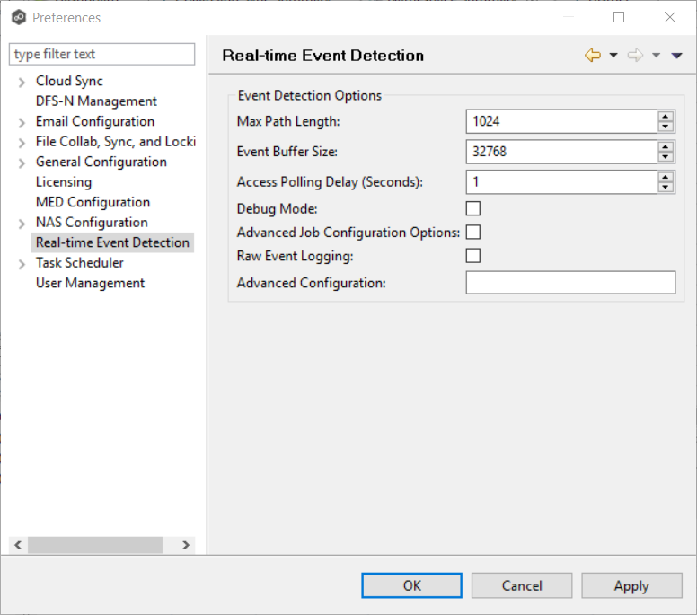Real-time Event Detection-Preferences-Real-Time Event Detection