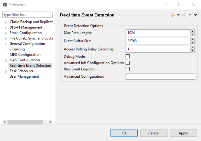 Real-time Event Detection-Preferences-Real-Time Event Detection