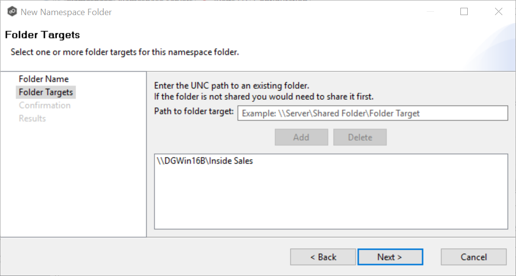 DFS-Adding Namespace Folder-7