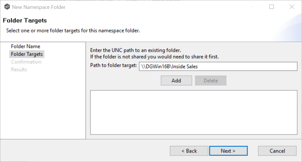 DFS-Adding Namespace Folder-6