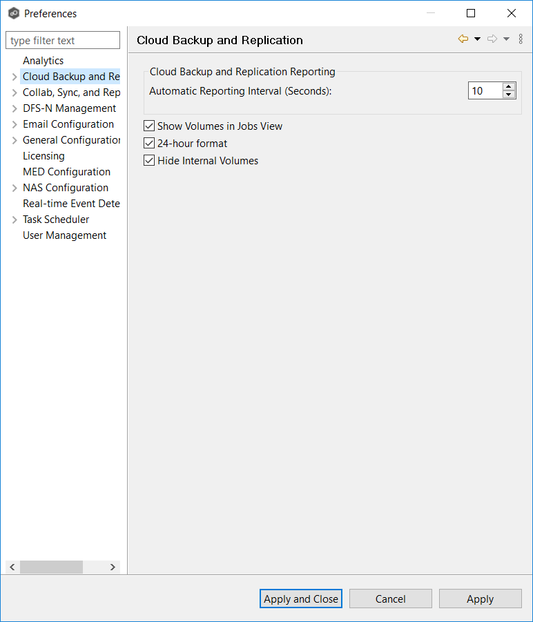 CB-Preferences-Cloud Backup and Replication