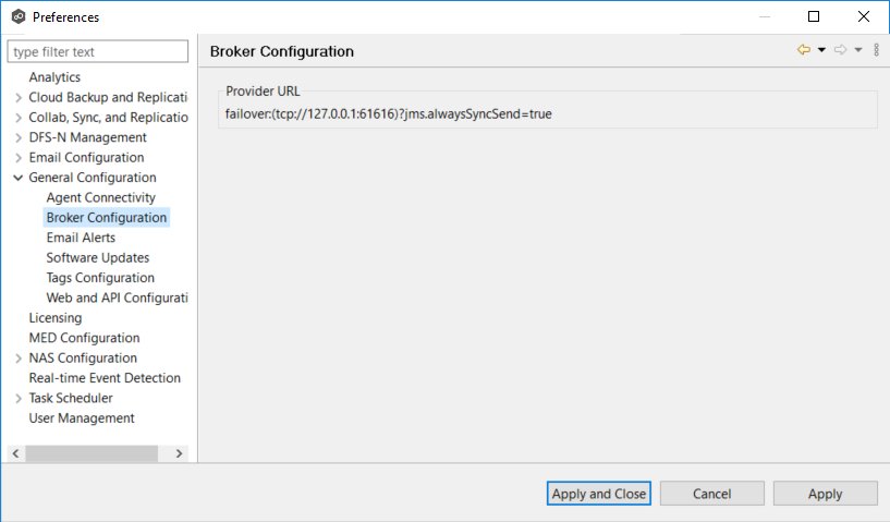 General-Preferences-Broker Configuration