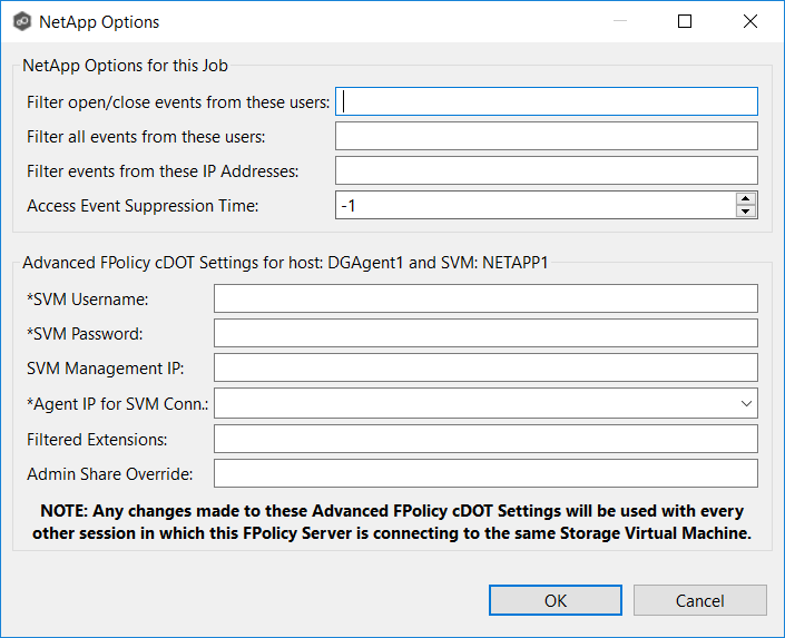 NetApp Storage Information-cDOT-Advanced Options