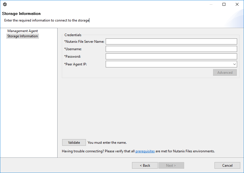 Nutanix Files Storage Information-Credentials