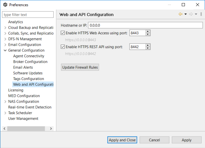 General-Preferences-Web and API Configuration