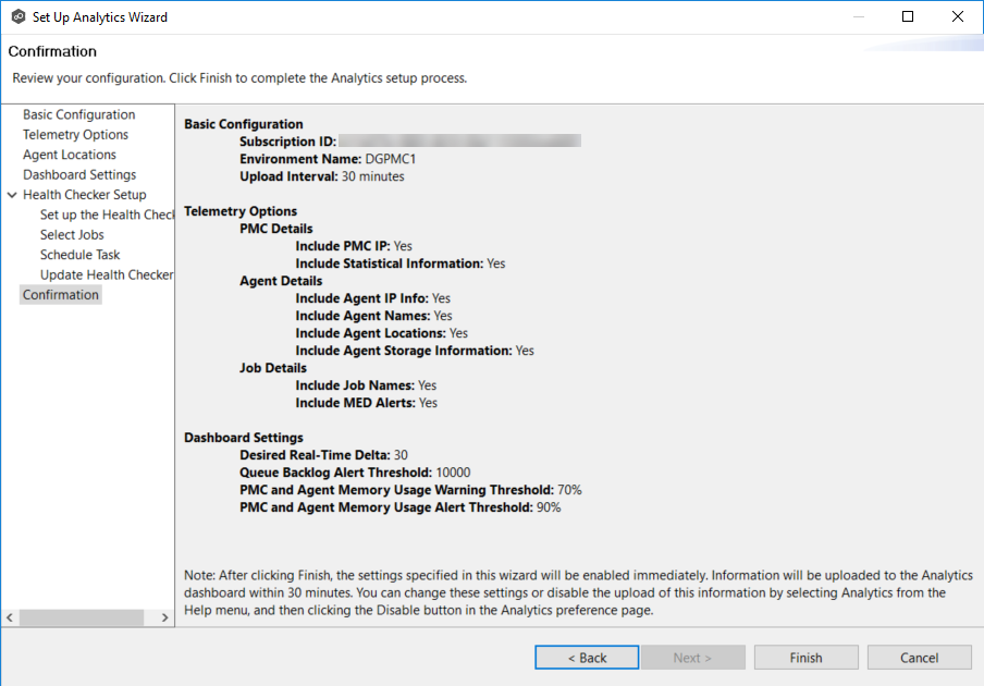 Advanced Topics-Analytics-Setting Up-Step 6-Analytics Setup Confirmation