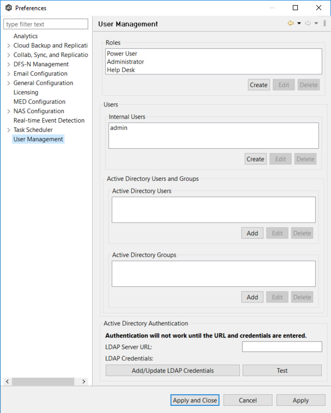 User Management-Preferences