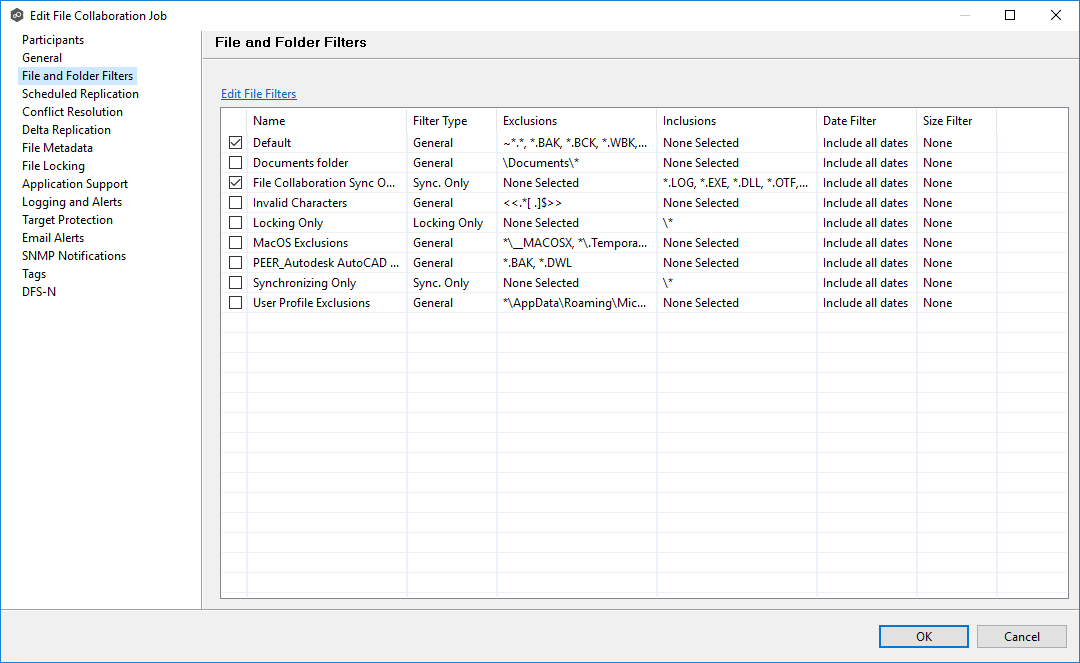 FC-Edit Job-File and Folder Filters