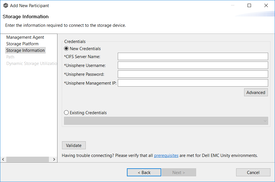 FS-Create-Step 2-Storage Info-Dell EMC Unity