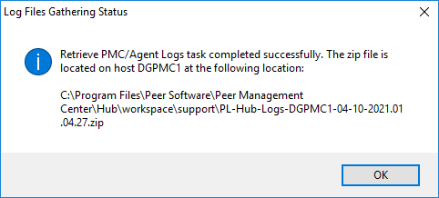Basic-Concepts-Logging and Alerts-Retrieve PMC-Agent Logs-Log Gathering Completed