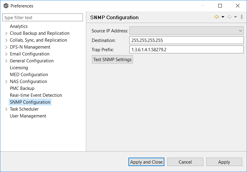 SMNP Config-Preferences-SMNP Configuration