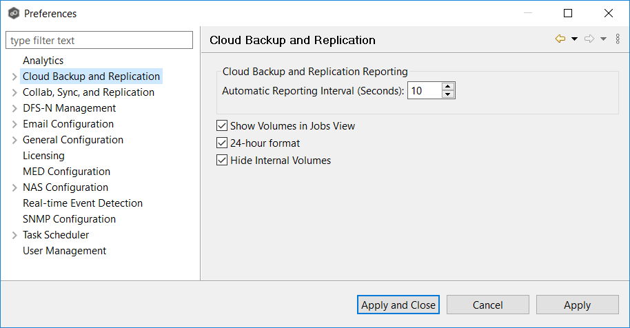 CB-Preferences-Cloud Backup and Replication