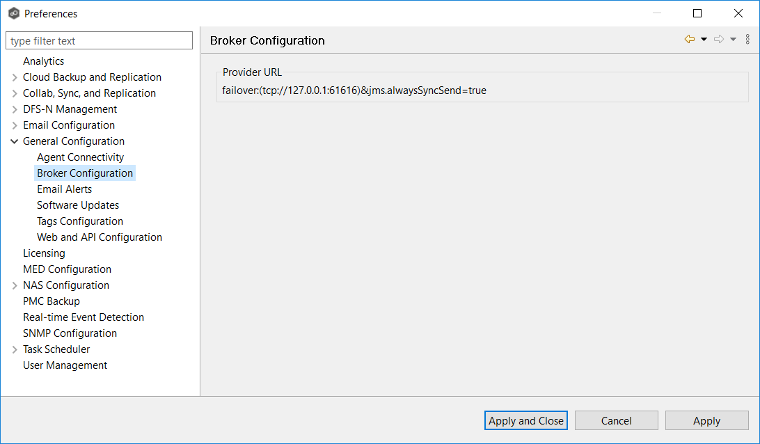 General-Preferences-Broker Configuration