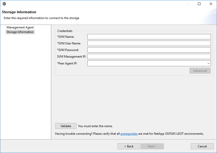 NetApp Storage Information-cDOT-Credentials