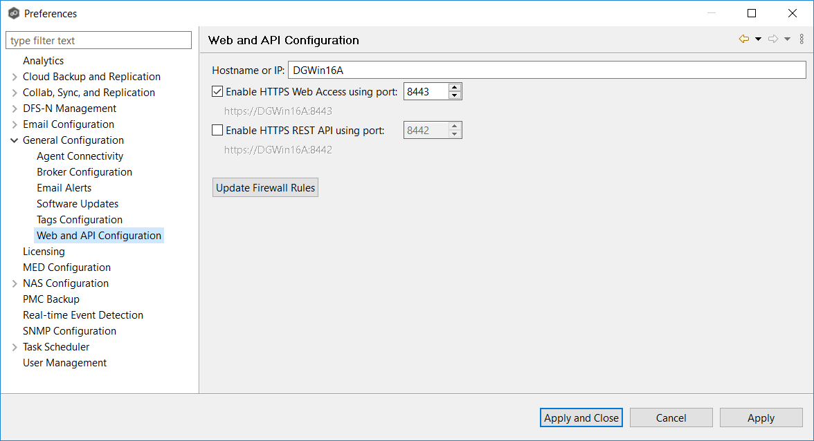 General-Preferences-Web and API Configuration