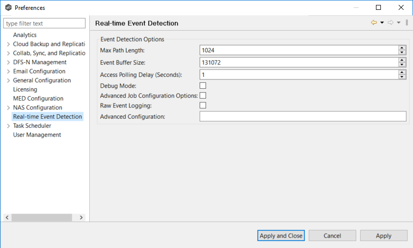 Real-time Event Detection-Preferences-Real-Time Event Detection