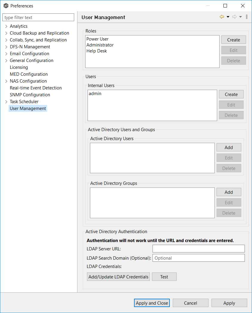 User Management-Preferences