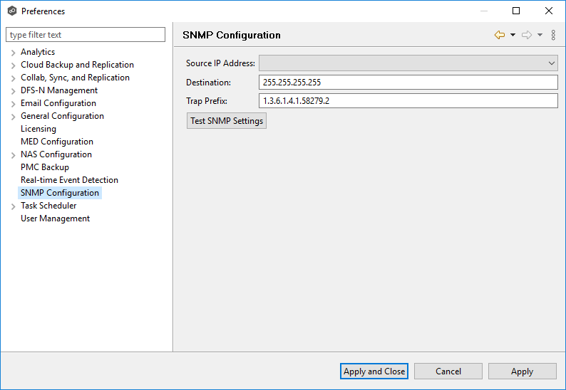 SMNP Configuration-Preferences