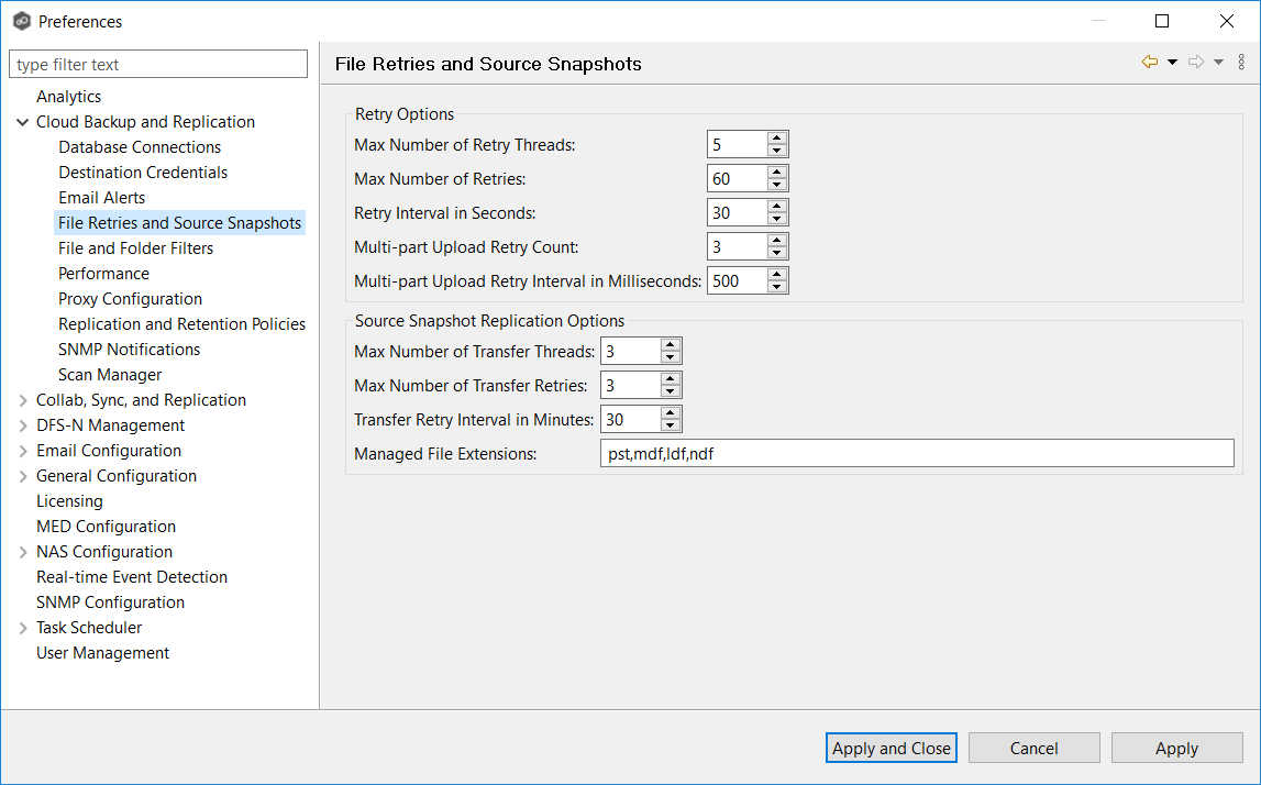 CB-Preferences-File Retries and Source Snapshots