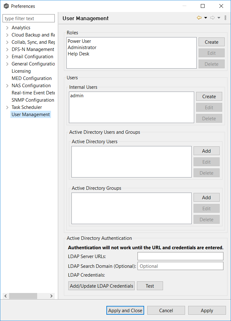 User Management-Preferences