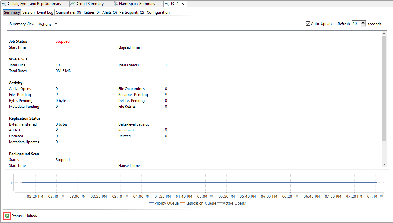 Peer Global File Service Help > File Collaboration Jobs > Running and