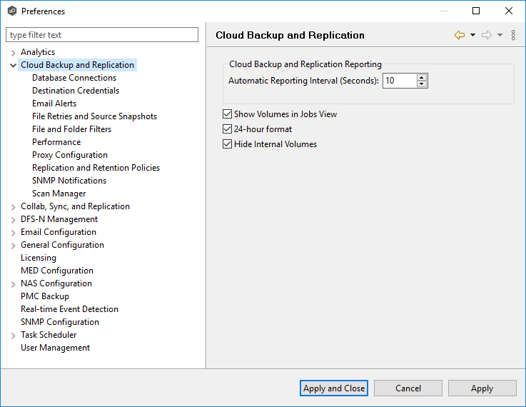 CB-Preferences-Cloud Backup and Replication