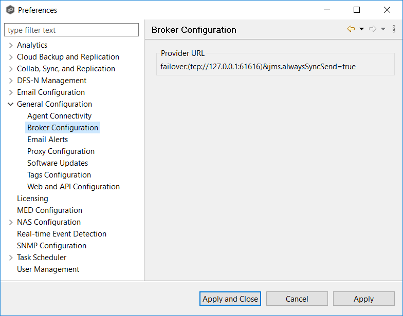 General-Preferences-Broker Configuration