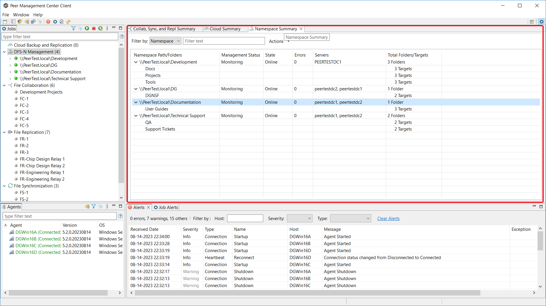 UI-Views-Summary-Namespace Summary