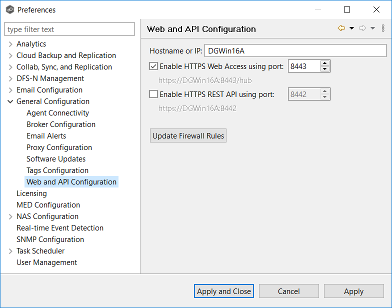 General-Preferences-Web and API Configuration