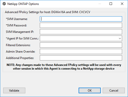 NetApp Storage Information-ONTAP-Advanced Options