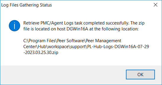 Basic-Concepts-Logging and Alerts-Retrieve PMC-Agent Logs-Log Gathering Completed