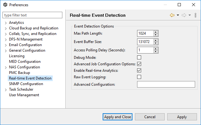 Real-time Event Detection-Preferences-Real-Time Event Detection