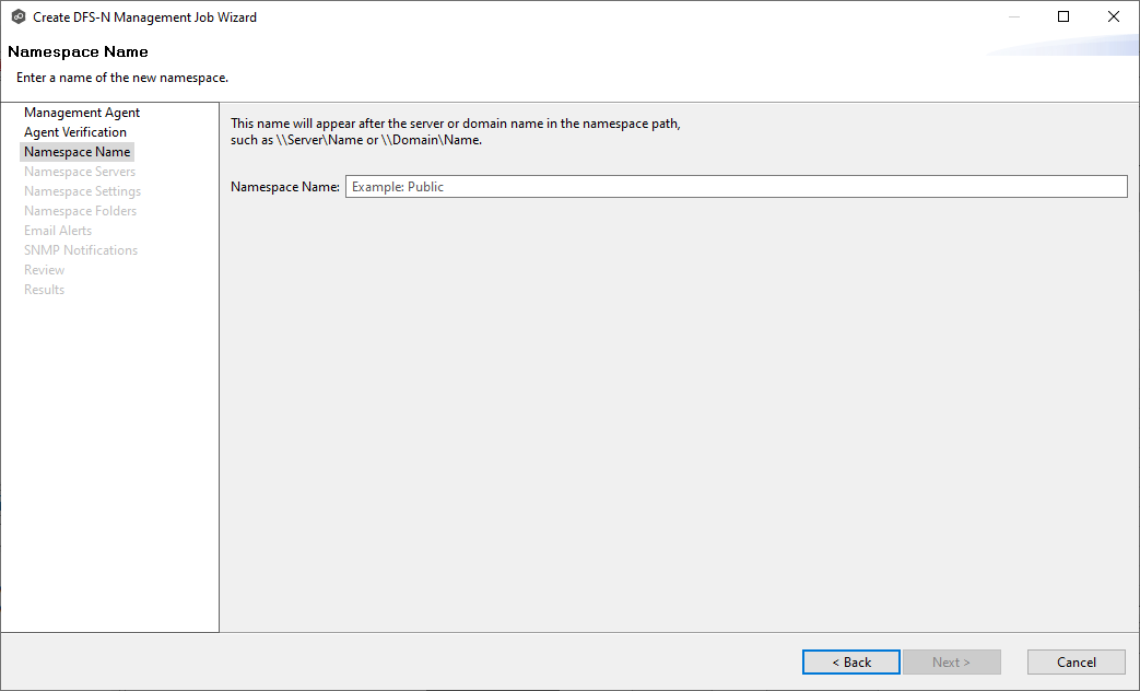 DFS-Create-Step 4-Namespace Name