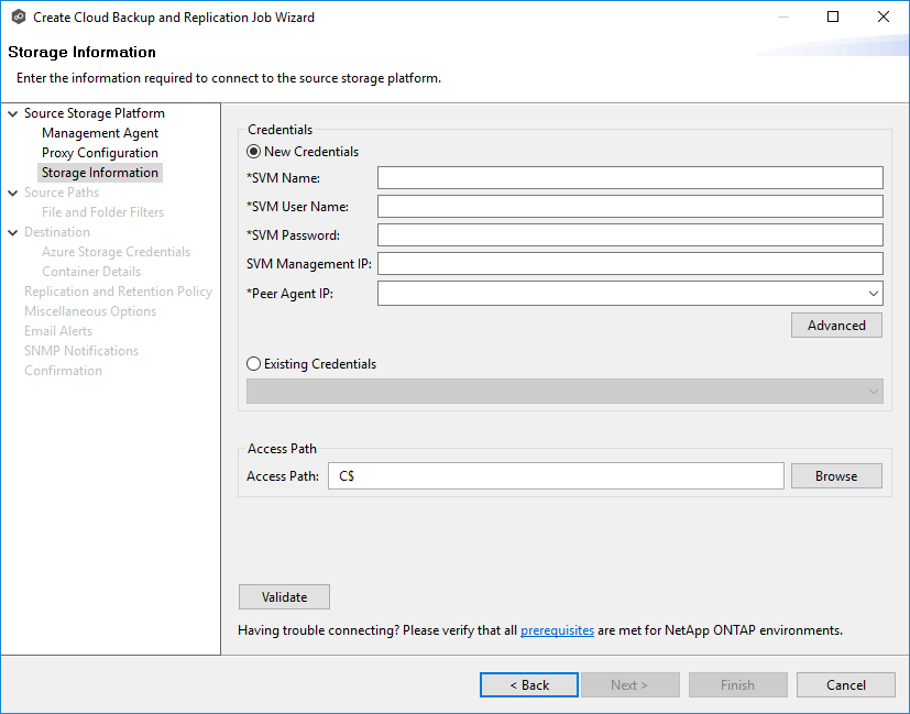 CB-Create-Step 5-Storage Information-NetApp ONTAP
