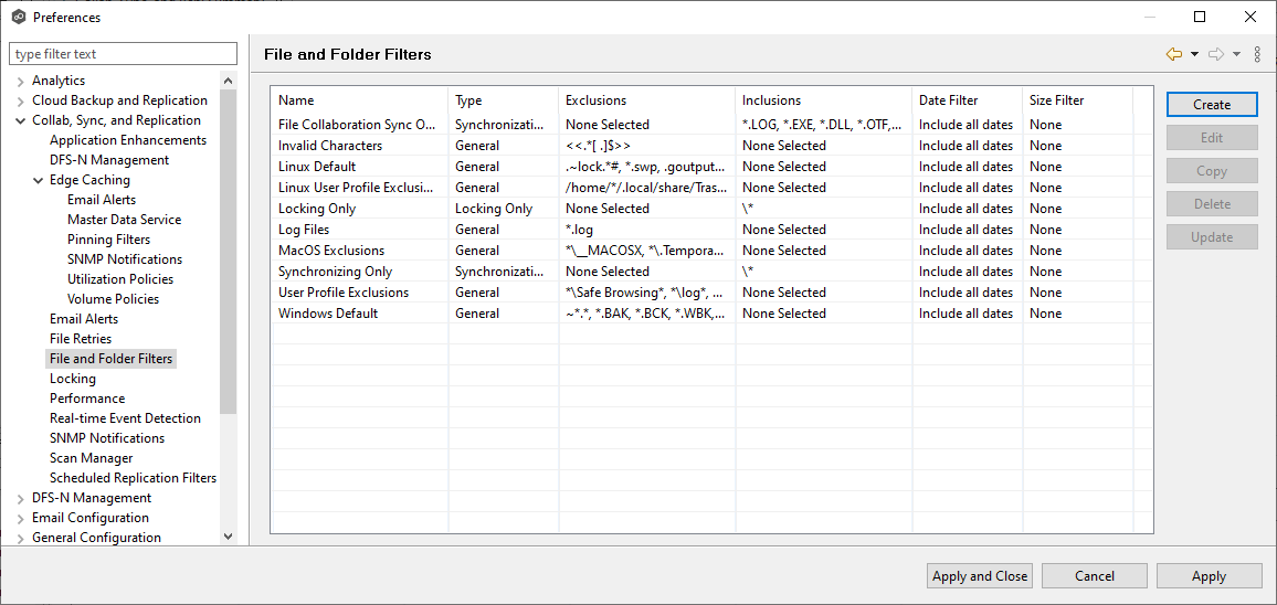 Peer Global File Service Help > Preferences > Collaboration ...