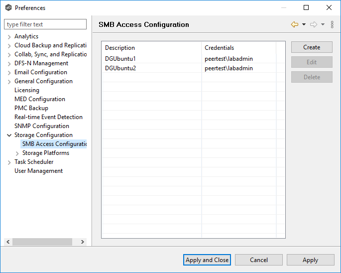 SMB Access Configuration-Preferences