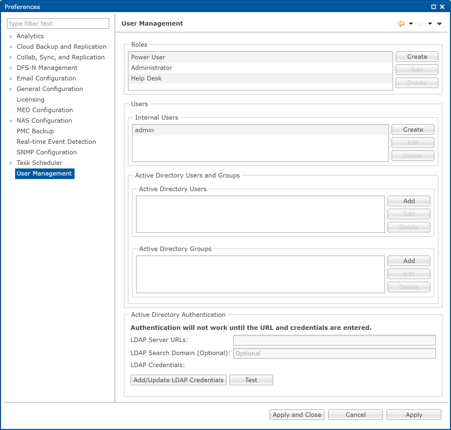 User Management-Preferences-Accessing User Management