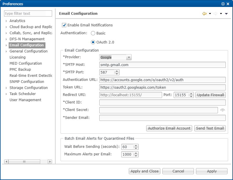 Email-Preferences-Email Configuration-OAuth2-Google
